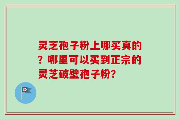 灵芝孢子粉上哪买真的？哪里可以买到正宗的灵芝破壁孢子粉？