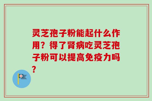 灵芝孢子粉能起什么作用？得了肾病吃灵芝孢子粉可以提高免疫力吗？