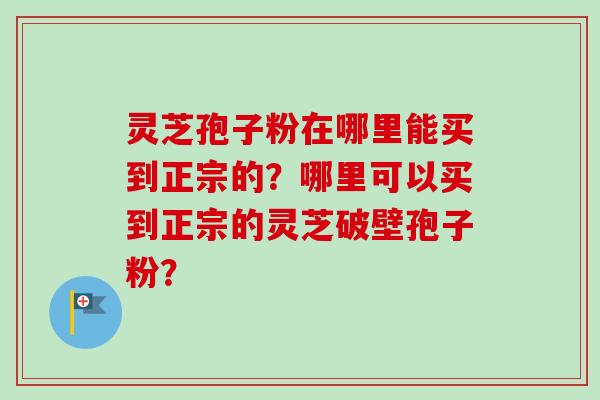 灵芝孢子粉在哪里能买到正宗的？哪里可以买到正宗的灵芝破壁孢子粉？