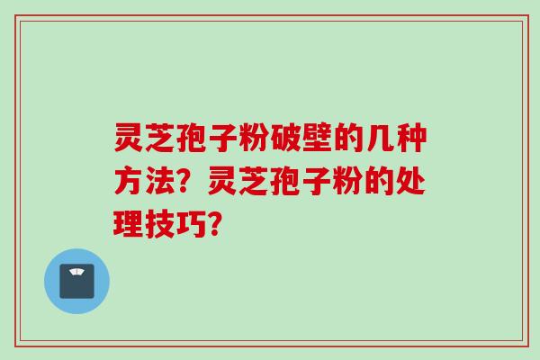 灵芝孢子粉破壁的几种方法？灵芝孢子粉的处理技巧？
