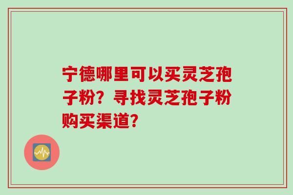 宁德哪里可以买灵芝孢子粉？寻找灵芝孢子粉购买渠道？