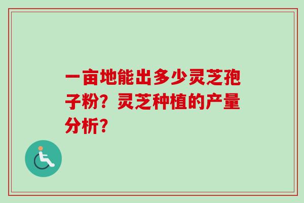 一亩地能出多少灵芝孢子粉？灵芝种植的产量分析？