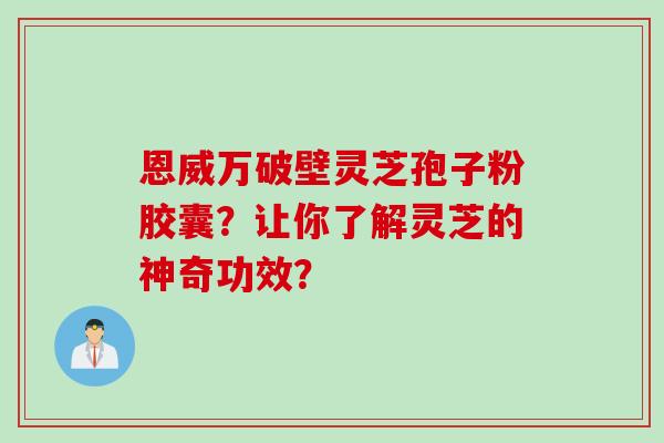 恩威万破壁灵芝孢子粉胶囊？让你了解灵芝的神奇功效？