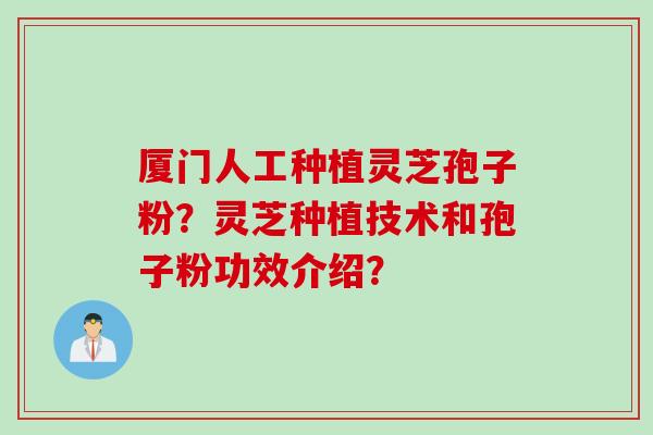厦门人工种植灵芝孢子粉？灵芝种植技术和孢子粉功效介绍？