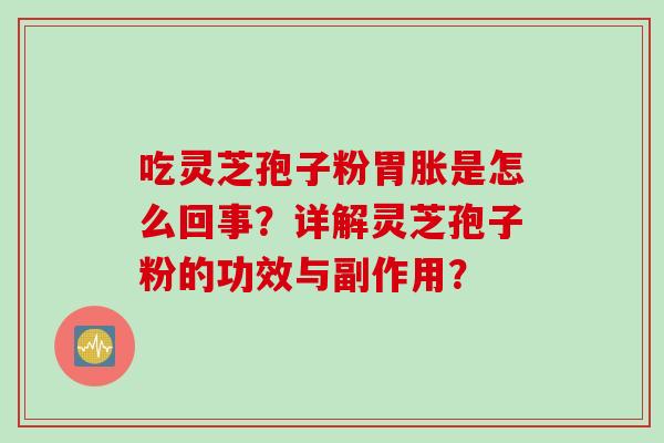 吃灵芝孢子粉胃胀是怎么回事?详解灵芝孢子粉的功效与副作用? 吃灵芝孢子粉胃胀是怎么回事?详解灵芝孢子粉的功效与副作用?