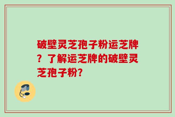 破壁灵芝孢子粉运芝牌？了解运芝牌的破壁灵芝孢子粉？