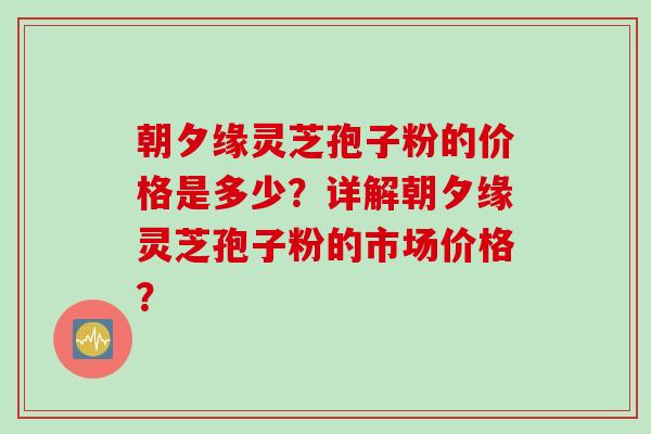 朝夕缘灵芝孢子粉的价格是多少？详解朝夕缘灵芝孢子粉的市场价格？