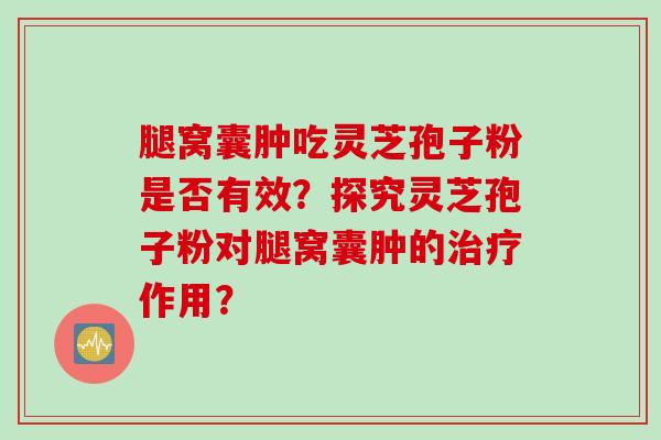 腿窝囊肿吃灵芝孢子粉是否有效？探究灵芝孢子粉对腿窝囊肿的作用？