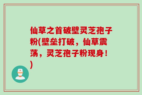 仙草之首破壁灵芝孢子粉(壁垒打破，仙草震荡，灵芝孢子粉现身！)