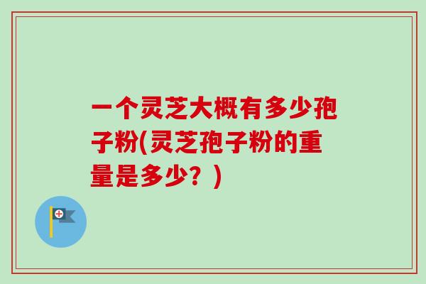一个灵芝大概有多少孢子粉(灵芝孢子粉的重量是多少？)