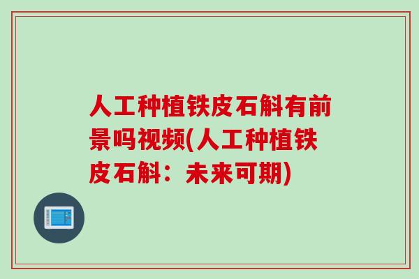 人工种植铁皮石斛有前景吗视频(人工种植铁皮石斛：未来可期)
