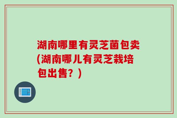 湖南哪里有灵芝菌包卖(湖南哪儿有灵芝栽培包出售？)