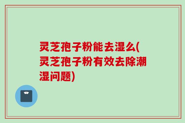 灵芝孢子粉能去湿么(灵芝孢子粉有效去除潮湿问题)