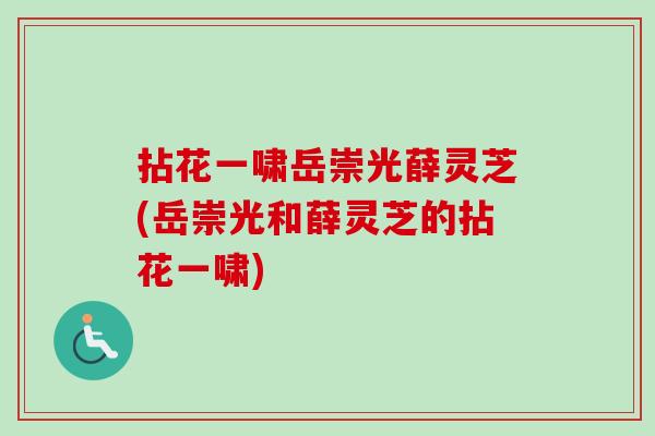 拈花一啸岳崇光薛灵芝(岳崇光和薛灵芝的拈花一啸)