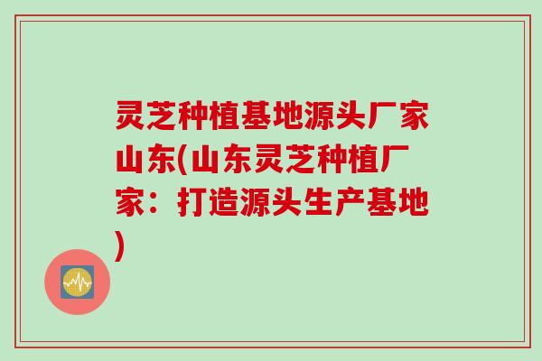 灵芝种植基地源头厂家山东(山东灵芝种植厂家：打造源头生产基地)