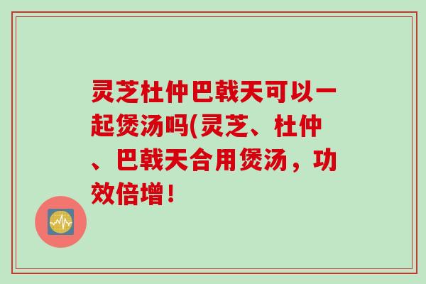 灵芝杜仲巴戟天可以一起煲汤吗(灵芝、杜仲、巴戟天合用煲汤，功效倍增！