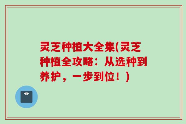 灵芝种植大全集(灵芝种植全攻略：从选种到养护，一步到位！)