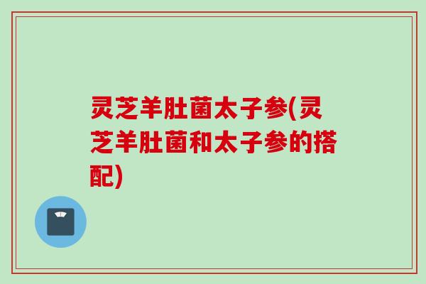 灵芝羊肚菌太子参(灵芝羊肚菌和太子参的搭配)