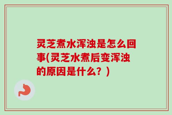 灵芝煮水浑浊是怎么回事(灵芝水煮后变浑浊的原因是什么？)