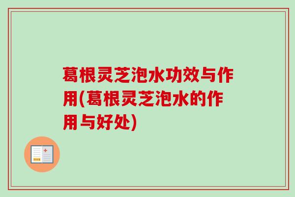 葛根灵芝泡水功效与作用(葛根灵芝泡水的作用与好处)