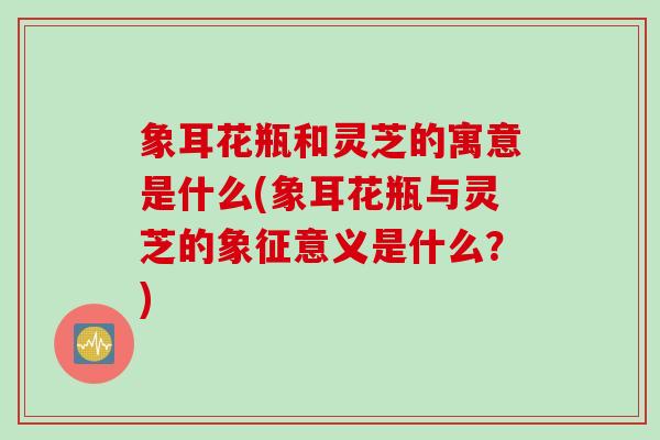 象耳花瓶和灵芝的寓意是什么(象耳花瓶与灵芝的象征意义是什么？)