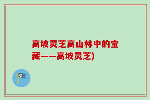 高坡灵芝高山林中的宝藏——高坡灵芝)