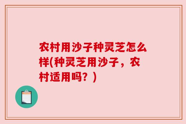 农村用沙子种灵芝怎么样(种灵芝用沙子，农村适用吗？)