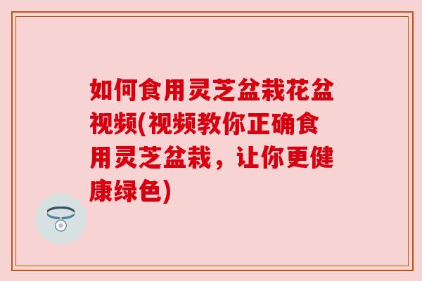 如何食用灵芝盆栽花盆视频(视频教你正确食用灵芝盆栽，让你更健康绿色)