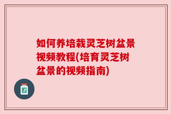 如何养培栽灵芝树盆景视频教程(培育灵芝树盆景的视频指南)