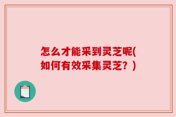 怎么才能采到灵芝呢(如何有效采集灵芝？)