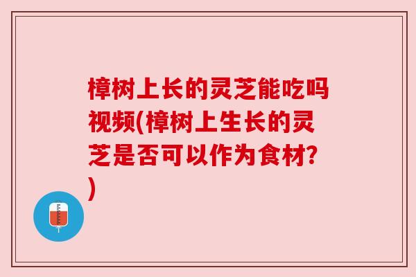 樟树上长的灵芝能吃吗视频(樟树上生长的灵芝是否可以作为食材？)