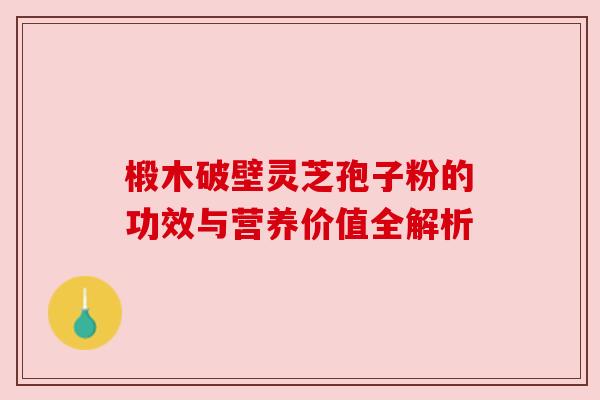 椴木破壁灵芝孢子粉的功效与营养价值全解析