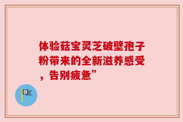 体验菇宝灵芝破壁孢子粉带来的全新滋养感受，告别疲惫”